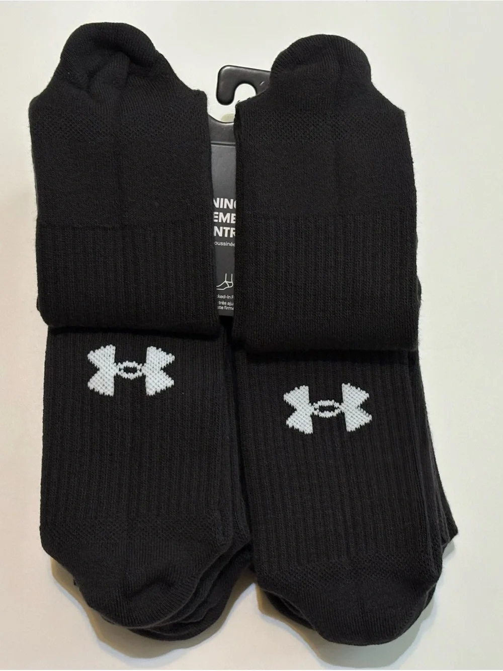 Under Armour Black Athletic Crew Socks with White Logo - 12 pairs Pack